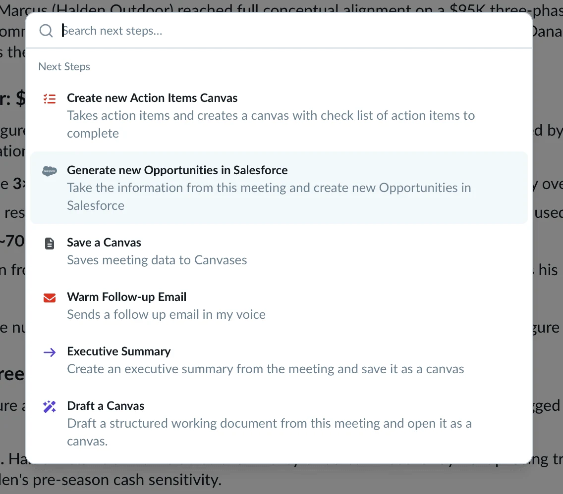 Selecting a Salesforce Next Step in Contio