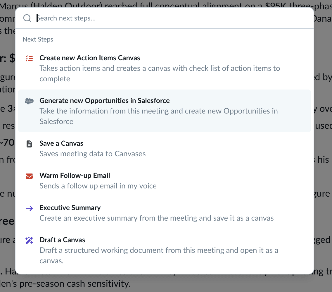 Selecting a Salesforce Next Step in Contio