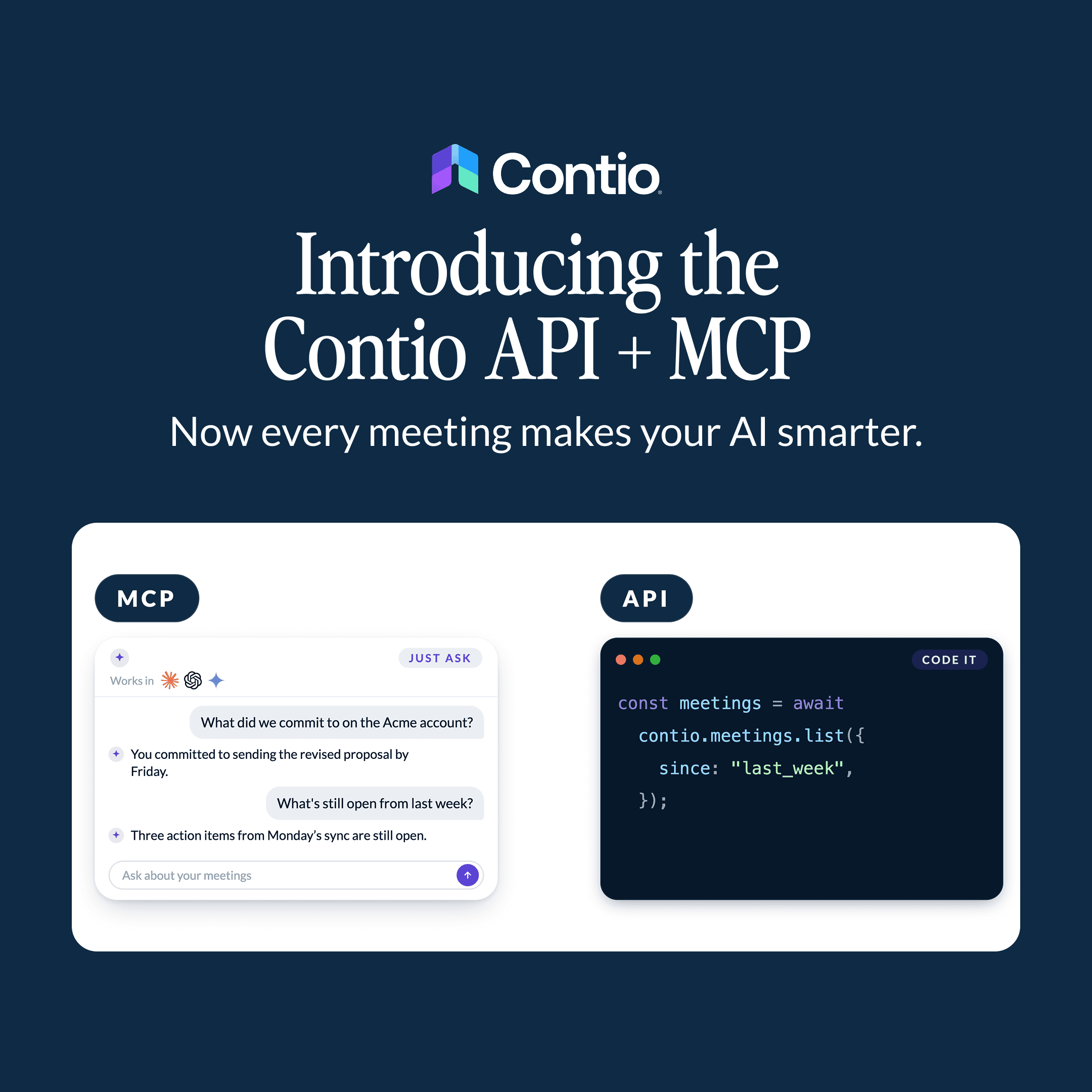 Contio API and MCP connecting meetings to AI tools