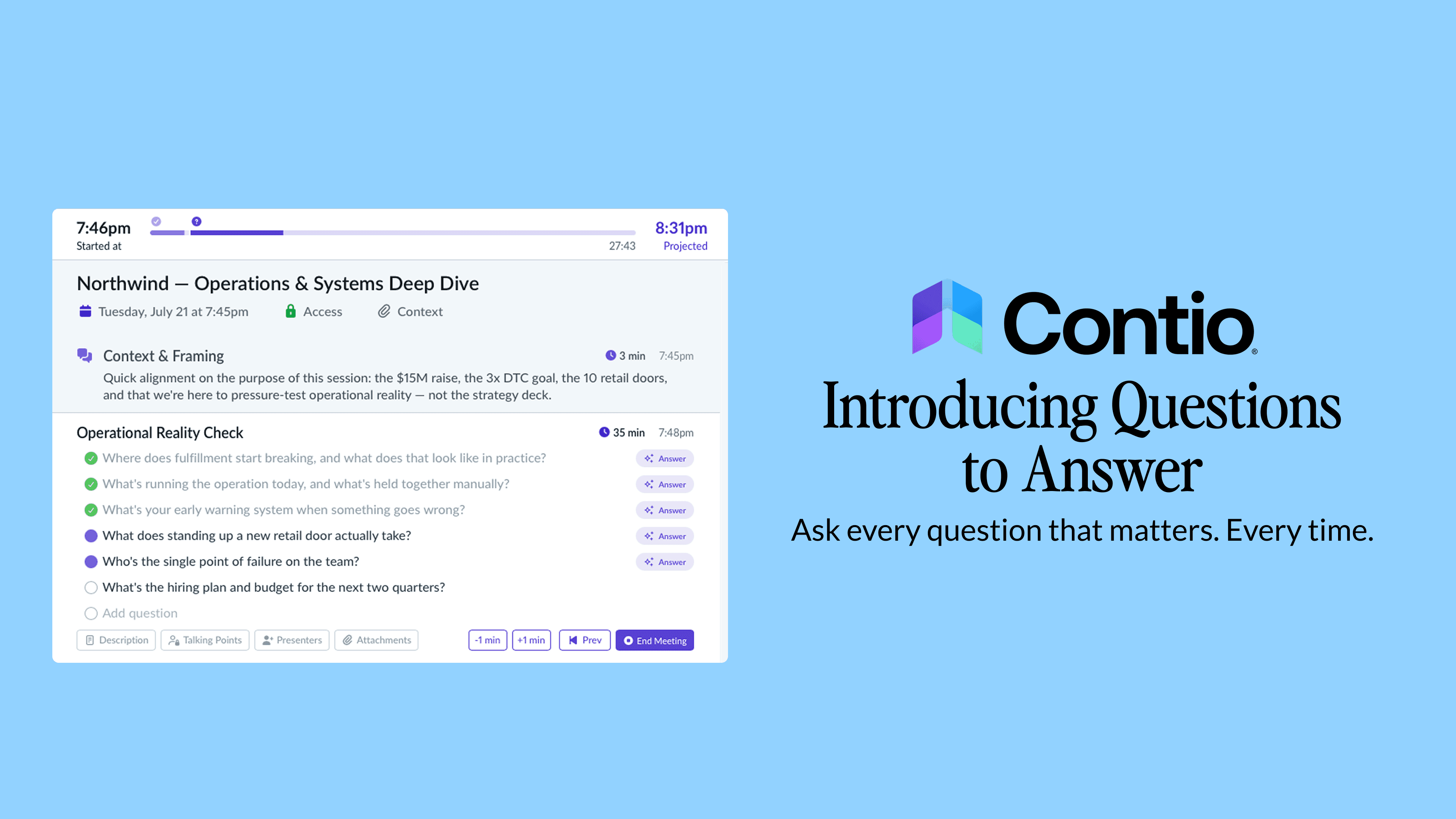 Questions to Answer in Contio